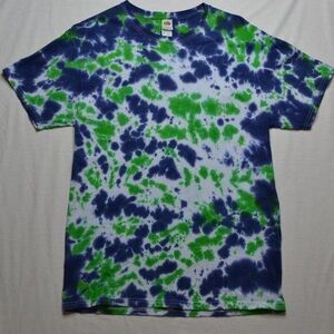 Tie Dye Unisex Medium Blue Green Crumple Short Sleeve T-Shirt